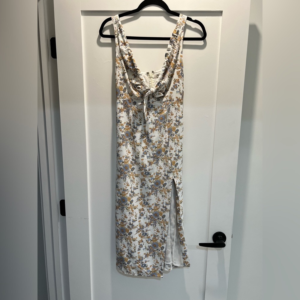 Cinched Neck Slip Midi Dress - Picture 2 of 7